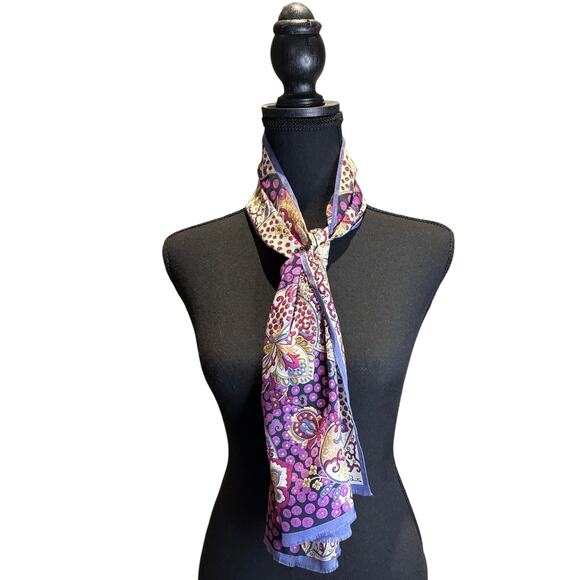 Oscar de la Renta Silk Scarf, Magenta, Purple, Gold, Black, EUC - Picture 1 of 4